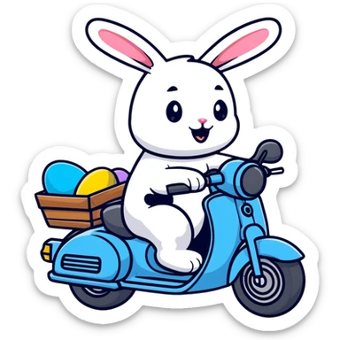 Easter bunny riding a BMW boxer motorcycle sticker