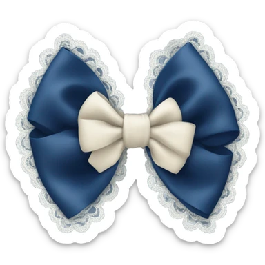 navi blue bow with lace sticker