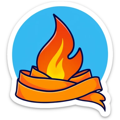 blue gradient flame ribbon, modern, energetic, no text sticker