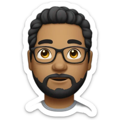 Short man with lots of black hair and beard, fat with glasses in his hair, dressed like a bum. sticker