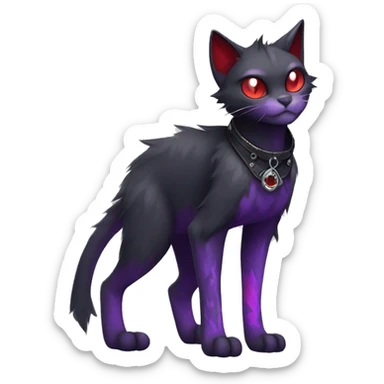 Vampiric dark edgy punk cat fakemon with red purple edgy markings full body  sticker