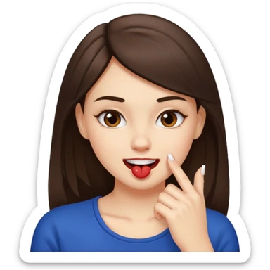 Une fille brune et blanche qui se mord un ongle comme si elle draguait qqn sticker