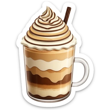 Tiramisu cake on top of iced latte sticker
