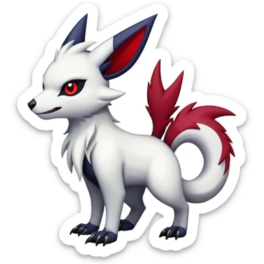 Vampiric feral gothic emo dark Zangoose-Absol-Fakémon-hybrid-creature (full body) sticker