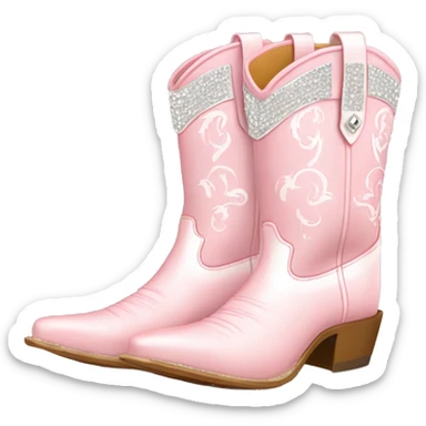 Light pink and white lined cowgirl boots with rhinestones  sticker
