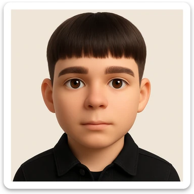 Create a highly realistic 3D emoji based on the provided photo. Preserve all facial details, remove acne and mustache, and dress the subject in a black denim jacket. The style should resemble Microsoft 3D emoji style. sticker