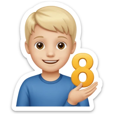 A Lil kid holding 6 7 on sticker