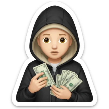 Hooded emoji on their phone making money sticker