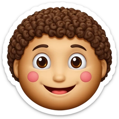 Una polpetta di carne con i capelli ricci scuri e una faccia sorridente  sticker