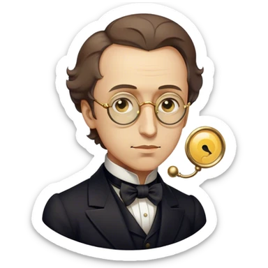 Cinematic Realistic Chopin Pop Culture Emoji, featuring an evocative portrayal of the legendary composer rendered with delicate textures and emotive, dynamic lighting. sticker