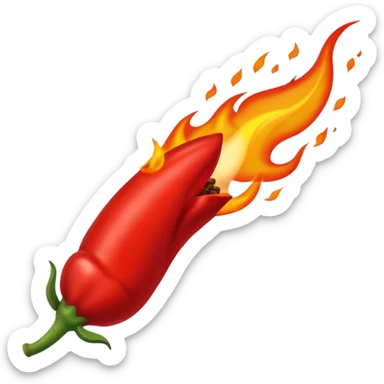 un piment rouge allongé avec une flamme sticker