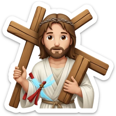 JESUS CARRYING HIS ACROSS ON HIS BACK sticker