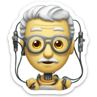 robot grandad with wires sticker