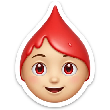 Emoji face with water drop on head but make water drop red sticker