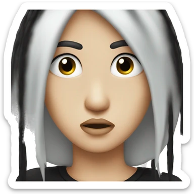 Emo rolling eyes with black hair covering one eye sticker