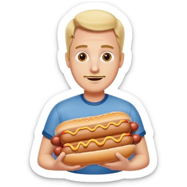 Guy with a lot of hotdogs sticker