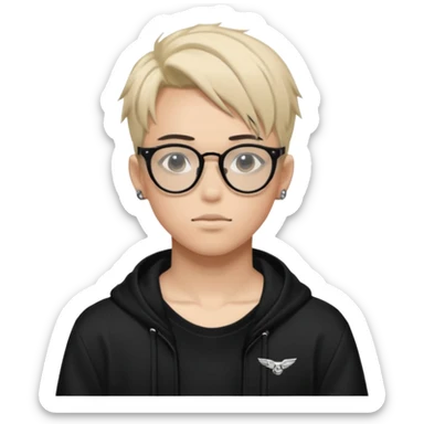 anime boy with tattoo in black balenciaga glasses sticker