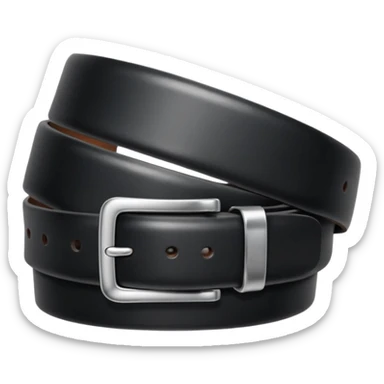Black leather belt with silver belt buckle sticker