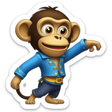 dancing monkey in the style of monkey island videogame sticker