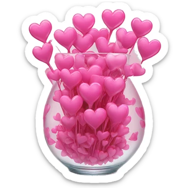 10000000 huge pink hearts on stems in a clear glass vase sticker
