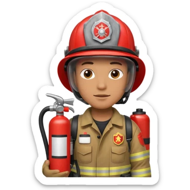 firefighter with fire extinguisher sticker