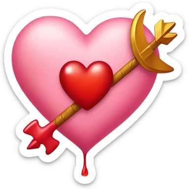 Heart melting in love with cupid arrow sticker