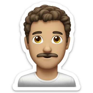 Brown hair guy with mustache sticker