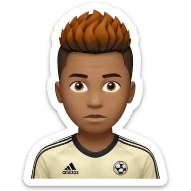 Crie um emoji de um menino com o cabelo castanho claro com uma franja reta e o corte low fade zumbi casaco de gola alta da adidas sticker