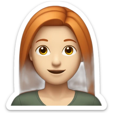 redhead white woman with medium long straight hair, saying ok sticker