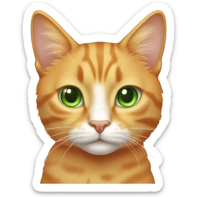 Light orange cat with white tummy and green eyes sticker