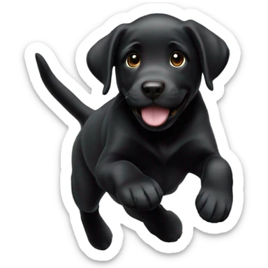 Black Labrador puppy jumping sticker