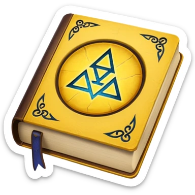 mystic yellow book, ancient runes, magical aura, enchanted sticker