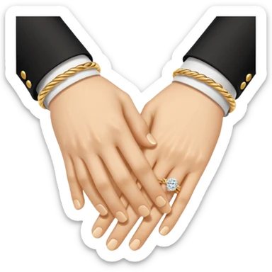 Two hands in a engagement..One hand of groom and one hand of bride. sticker