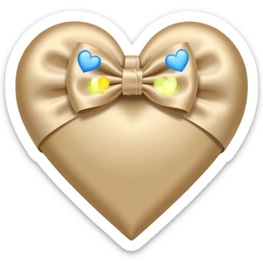 beige heart with beige satin bow sticker