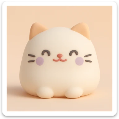 a mochi character shaped like a cat, cute face, mochi style, pastel palette sticker