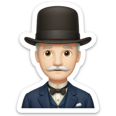 longer white moustachhe and typical 1900 elegant clothes and hat sticker