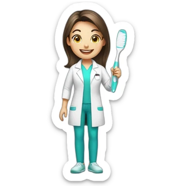 dentist girl with a toothbrush in his hand sticker