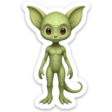 full body ...cute peacefull alien furry with 2 legs ....stands upright and looks intelligent ...wears clothing. not green..looks happy and cuddly... doesnt have eyes on face, there is a stalk coming from top of head with a single large eye sticker