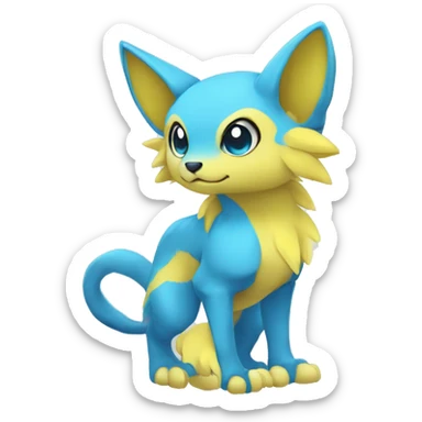 Cute cool blue yellow animal hybrid Fakemon full body sticker