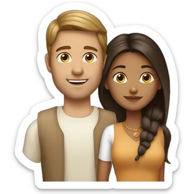 Indian girl with brunette white guy sticker