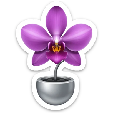 metallic chrome minimalistic gray orchid sticker
