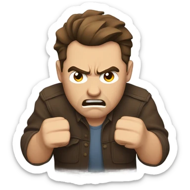 Angry man with brown hair  sticker