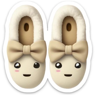 slippers with beige bows cozy sticker