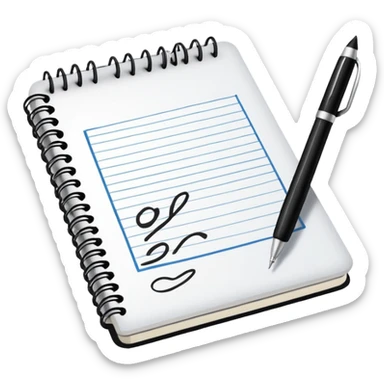 libreta con pluma escribiendo sticker