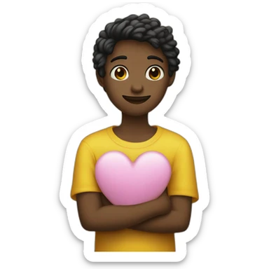 Carita de enamorado con un corazón amarillo y el otro negro  sticker