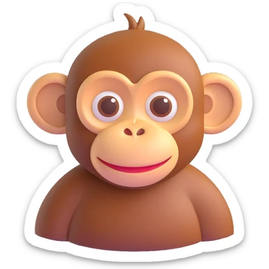 3D monkey emoji Microsoft fluent style sticker
