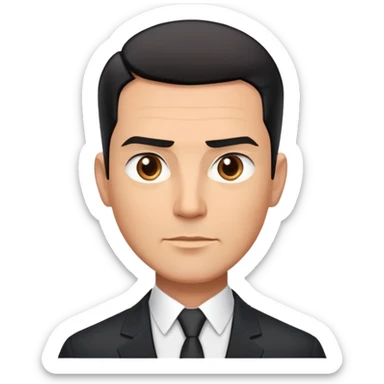 Good-looking robust man in his 40s with light brown skin tone, short slicked back straight black hair with fade haircut, strong square face, approachable TV host expression, black blazer with white buttoned shirt sticker
