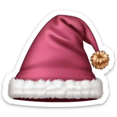 realistic isolated rose gold Santa hat with a pom-pom sticker