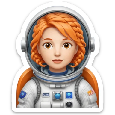 Astronauts, Middle-age, female, orange braided hair sticker