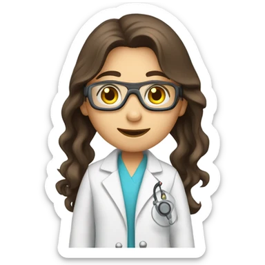 cute brunette scientist long hair  sticker